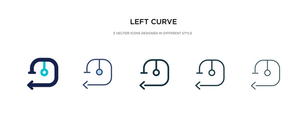 left curve icon in different style vector illustration. two colored and black left curve vector icons designed in filled, outline, line and stroke style can be used for web, mobile, ui