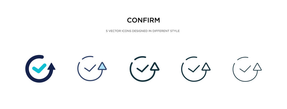 confirm icon in different style vector illustration. two colored and black confirm vector icons designed in filled, outline, line and stroke style can be used for web, mobile, ui