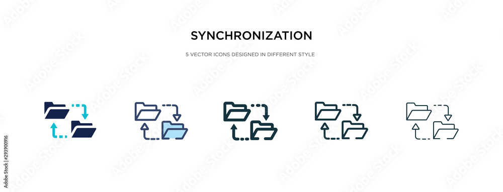 Poster synchronization icon in different style vector illustration. two colored and black synchronization v