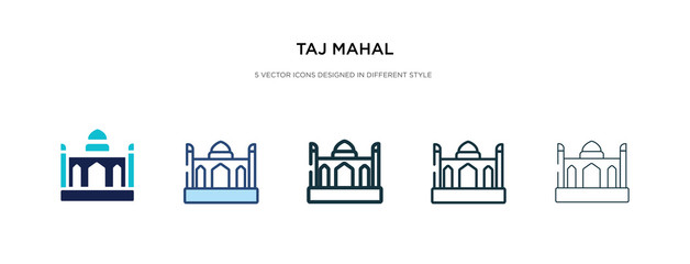 taj mahal icon in different style vector illustration. two colored and black taj mahal vector icons designed in filled, outline, line and stroke style can be used for web, mobile, ui
