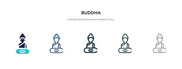 buddha icon in different style vector illustration. two colored and black buddha vector icons designed in filled, outline, line and stroke style can be used for web, mobile, ui