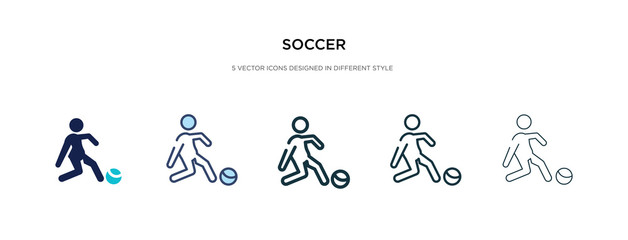 soccer icon in different style vector illustration. two colored and black soccer vector icons designed in filled, outline, line and stroke style can be used for web, mobile, ui