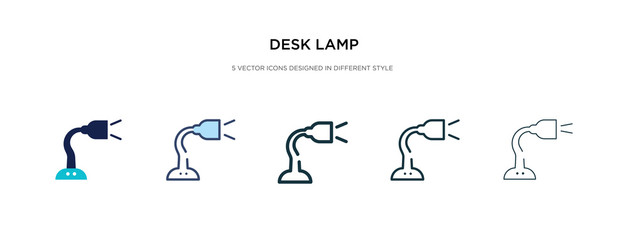 desk lamp icon in different style vector illustration. two colored and black desk lamp vector icons designed in filled, outline, line and stroke style can be used for web, mobile, ui