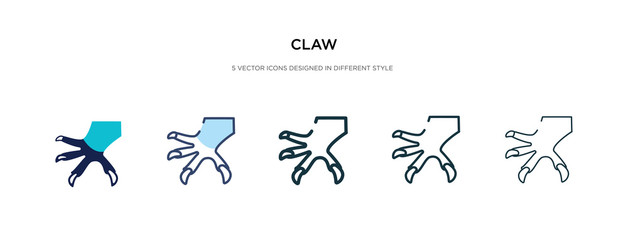 claw icon in different style vector illustration. two colored and black claw vector icons designed in filled, outline, line and stroke style can be used for web, mobile, ui