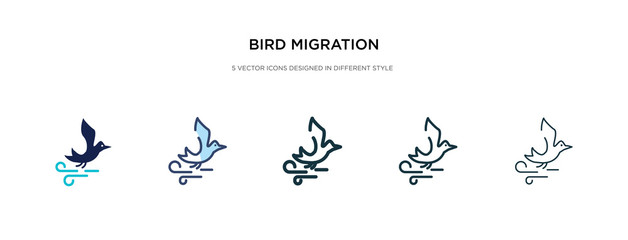 bird migration icon in different style vector illustration. two colored and black bird migration vector icons designed in filled, outline, line and stroke style can be used for web, mobile, ui