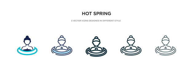 hot spring icon in different style vector illustration. two colored and black hot spring vector icons designed in filled, outline, line and stroke style can be used for web, mobile, ui - obrazy, fototapety, plakaty