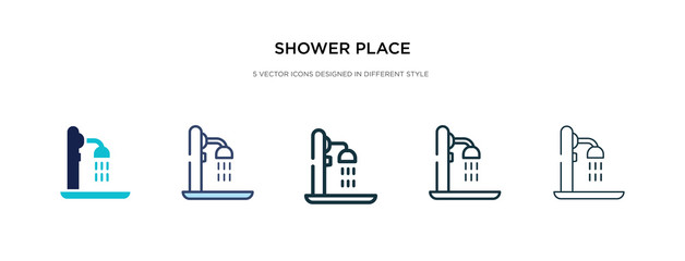 shower place icon in different style vector illustration. two colored and black shower place vector icons designed in filled, outline, line and stroke style can be used for web, mobile, ui