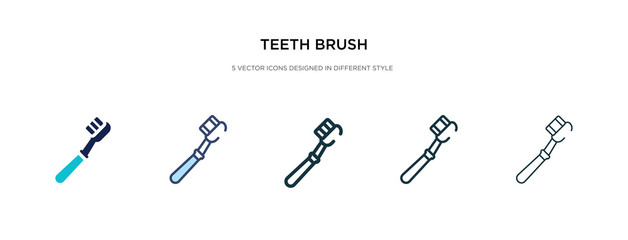 teeth brush icon in different style vector illustration. two colored and black teeth brush vector icons designed in filled, outline, line and stroke style can be used for web, mobile, ui