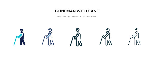blindman with cane icon in different style vector illustration. two colored and black blindman with cane vector icons designed in filled, outline, line and stroke style can be used for web, mobile,