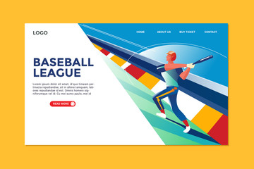 Modern Illustration baseball and landing page design for web page and app