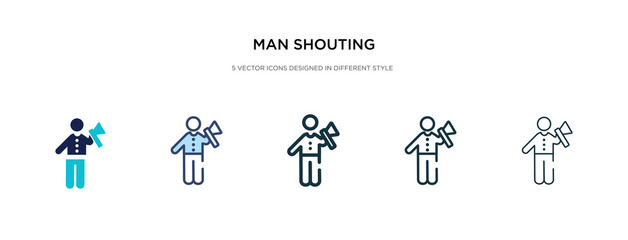 man shouting icon in different style vector illustration. two colored and black man shouting vector icons designed in filled, outline, line and stroke style can be used for web, mobile, ui