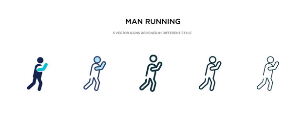 man running icon in different style vector illustration. two colored and black man running vector icons designed in filled, outline, line and stroke style can be used for web, mobile, ui