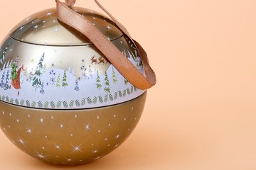 Christmas ball isolated on yellow background