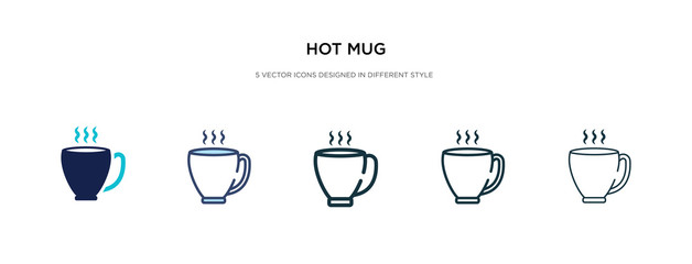 hot mug icon in different style vector illustration. two colored and black hot mug vector icons designed in filled, outline, line and stroke style can be used for web, mobile, ui