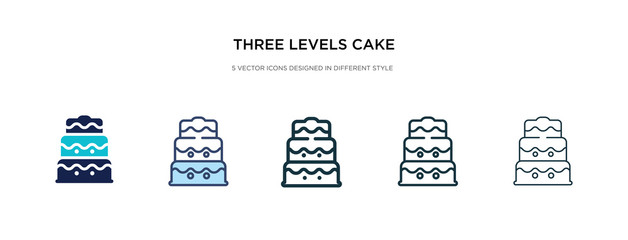 three levels cake icon in different style vector illustration. two colored and black three levels cake vector icons designed in filled, outline, line and stroke style can be used for web, mobile, ui
