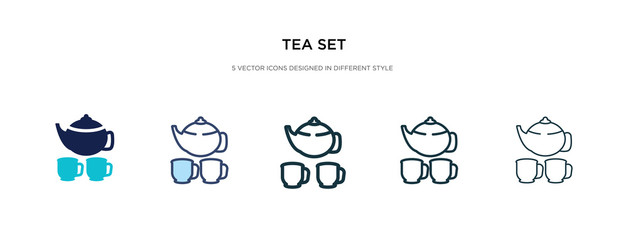 tea set icon in different style vector illustration. two colored and black tea set vector icons designed in filled, outline, line and stroke style can be used for web, mobile, ui
