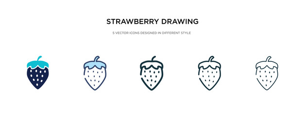 strawberry drawing icon in different style vector illustration. two colored and black strawberry drawing vector icons designed in filled, outline, line and stroke style can be used for web, mobile,