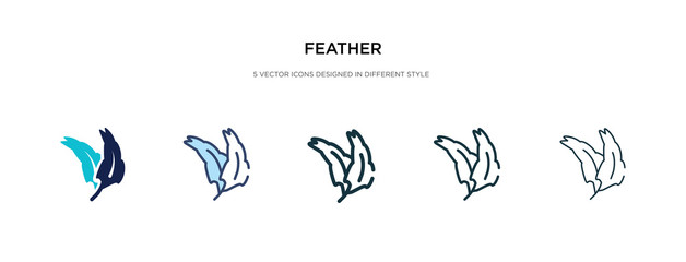 Fototapeta na wymiar feather icon in different style vector illustration. two colored and black feather vector icons designed in filled, outline, line and stroke style can be used for web, mobile, ui