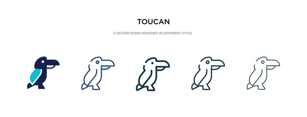 toucan icon in different style vector illustration. two colored and black toucan vector icons designed in filled, outline, line and stroke style can be used for web, mobile, ui