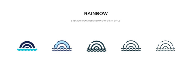 rainbow icon in different style vector illustration. two colored and black rainbow vector icons designed in filled, outline, line and stroke style can be used for web, mobile, ui