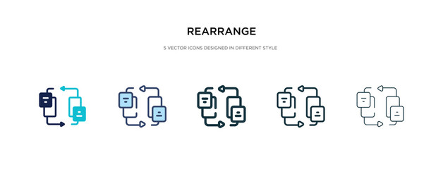 Fototapeta na wymiar rearrange icon in different style vector illustration. two colored and black rearrange vector icons designed in filled, outline, line and stroke style can be used for web, mobile, ui