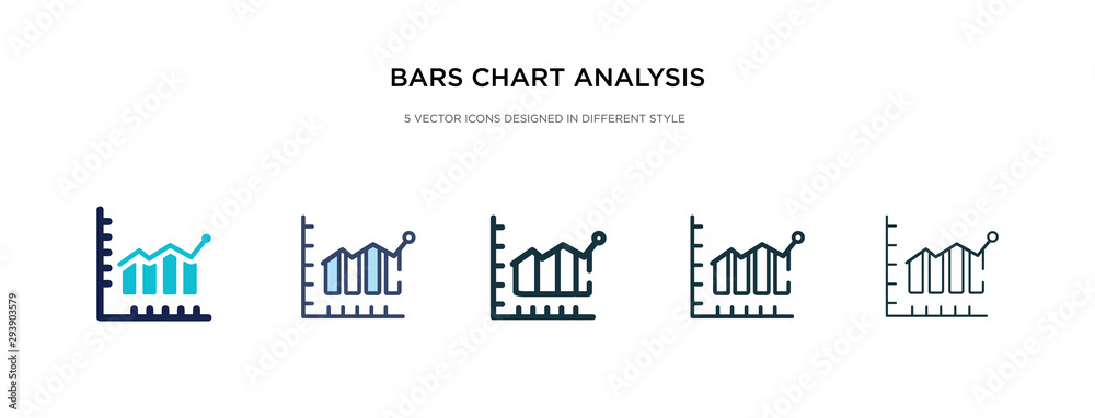 Poster bars chart analysis icon in different style vector illustration. two colored and black bars chart an