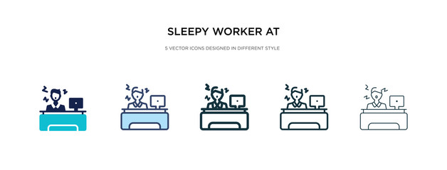 sleepy worker at work icon in different style vector illustration. two colored and black sleepy worker at work vector icons designed in filled, outline, line and stroke style can be used for web,