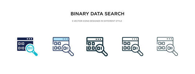 binary data search icon in different style vector illustration. two colored and black binary data search vector icons designed in filled, outline, line and stroke style can be used for web, mobile,