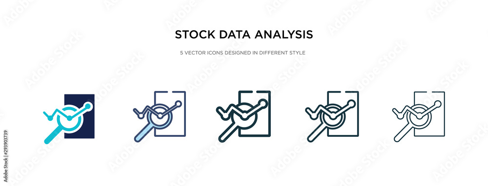 Wall mural stock data analysis icon in different style vector illustration. two colored and black stock data analysis vector icons designed in filled, outline, line and stroke style can be used for web,