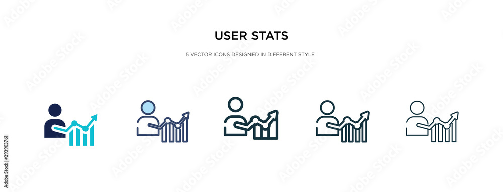Poster user stats icon in different style vector illustration. two colored and black user stats vector icon