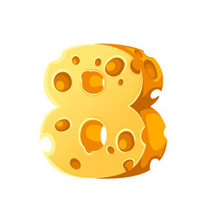 Cheese number 8 style cartoon food design flat vector illustration isolated on white background