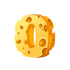 Cheese number 0 style cartoon food design flat vector illustration isolated on white background