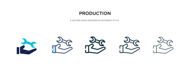 production icon in different style vector illustration. two colored and black production vector icons designed in filled, outline, line and stroke style can be used for web, mobile, ui