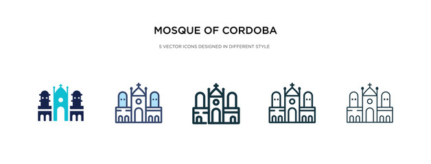 mosque of cordoba icon in different style vector illustration. two colored and black mosque of cordoba vector icons designed in filled, outline, line and stroke style can be used for web, mobile, ui - obrazy, fototapety, plakaty