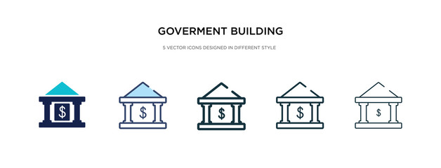 Fototapeta premium goverment building icon in different style vector illustration. two colored and black goverment building vector icons designed in filled, outline, line and stroke style can be used for web, mobile,