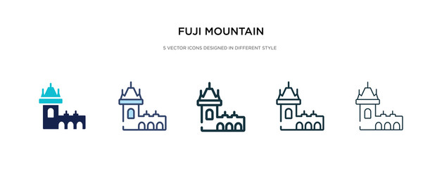 fuji mountain icon in different style vector illustration. two colored and black fuji mountain vector icons designed in filled, outline, line and stroke style can be used for web, mobile, ui