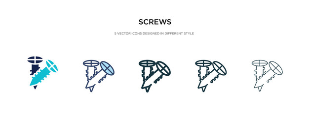screws icon in different style vector illustration. two colored and black screws vector icons designed in filled, outline, line and stroke style can be used for web, mobile, ui - obrazy, fototapety, plakaty