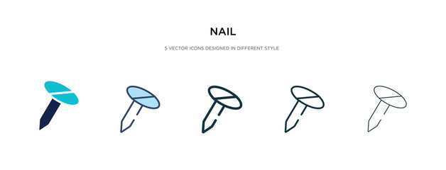 nail icon in different style vector illustration. two colored and black nail vector icons designed in filled, outline, line and stroke style can be used for web, mobile, ui