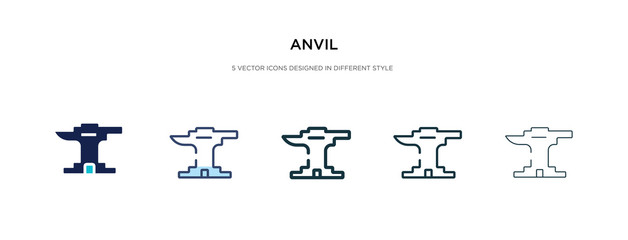 anvil icon in different style vector illustration. two colored and black anvil vector icons designed in filled, outline, line and stroke style can be used for web, mobile, ui