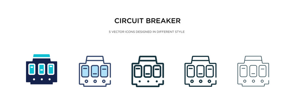 circuit breaker icon in different style vector illustration. two colored and black circuit breaker vector icons designed in filled, outline, line and stroke style can be used for web, mobile, ui