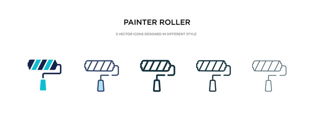painter roller icon in different style vector illustration. two colored and black painter roller vector icons designed in filled, outline, line and stroke style can be used for web, mobile, ui
