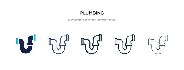 plumbing icon in different style vector illustration. two colored and black plumbing vector icons designed in filled, outline, line and stroke style can be used for web, mobile, ui