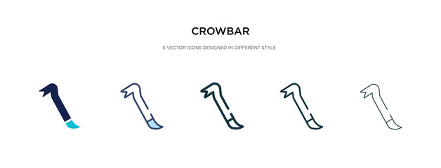 crowbar icon in different style vector illustration. two colored and black crowbar vector icons designed in filled, outline, line and stroke style can be used for web, mobile, ui