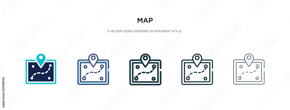 Poster map icon in different style vector illustration. two colored and black map vector icons designed in 