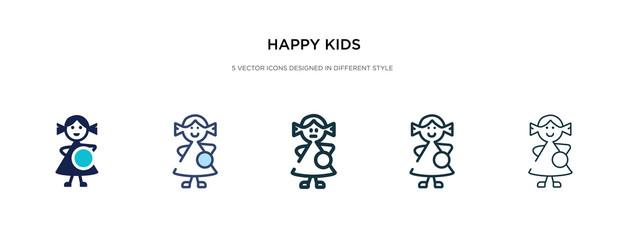 happy kids icon in different style vector illustration. two colored and black happy kids vector icons designed in filled, outline, line and stroke style can be used for web, mobile, ui