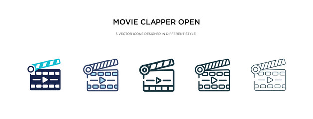 movie clapper open icon in different style vector illustration. two colored and black movie clapper open vector icons designed in filled, outline, line and stroke style can be used for web, mobile,