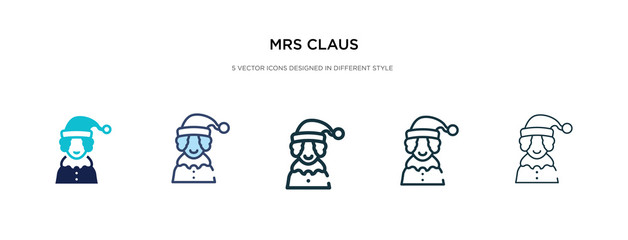 mrs claus icon in different style vector illustration. two colored and black mrs claus vector icons designed in filled, outline, line and stroke style can be used for web, mobile, ui