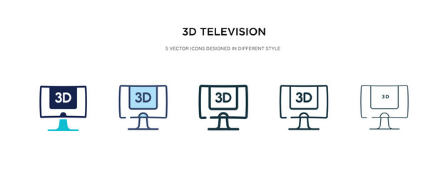 3d television icon in different style vector illustration. two colored and black 3d television vector icons designed in filled, outline, line and stroke style can be used for web, mobile, ui