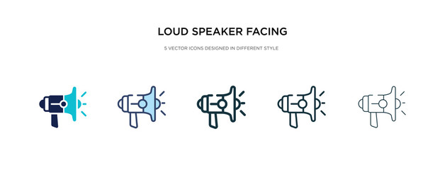 loud speaker facing right icon in different style vector illustration. two colored and black loud speaker facing right vector icons designed in filled, outline, line and stroke style can be used for