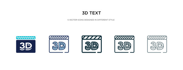 3d text icon in different style vector illustration. two colored and black 3d text vector icons designed in filled, outline, line and stroke style can be used for web, mobile, ui